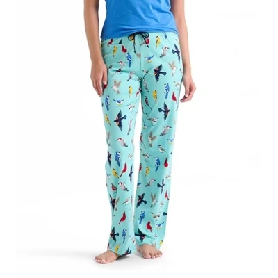 Afbeelding van Little Blue House Dames Jersey Broek Pyjama Bottoms Pyjamabroek, Achtertuin Vogels, Medium, M