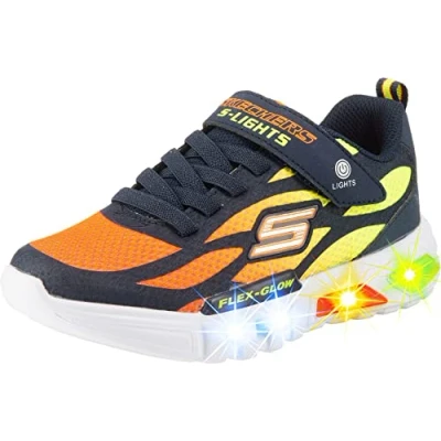 Afbeelding van Skechers FLEX GLOW Sneakers voor jongens, Navy Synthetisch Textiel Oranje Geel Trim, 32 EU