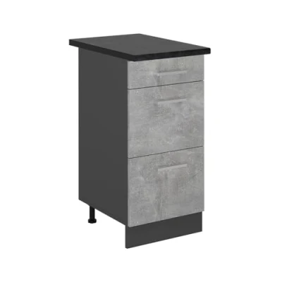 Afbeelding van Vicco Keukenonderkast R Line, Beton/Antraciet, 40 cm met laden, WB Antraciet