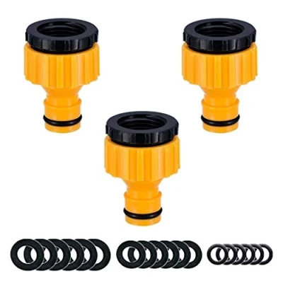 Afbeelding van YAAVAAW 3 pack tuinslangkraanconnector BSP schroefdraadkraanconnector fitting voor 3/4&quot; &amp; 1/2&quot; 2 in 1 schroefdraadkraanadapter (wordt geleverd met 18 stuks vervangende afdichtingsringen)