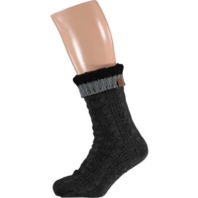 Afbeelding van Apollo Huissokken heren met vacht anti slip Grijs One size Fluffy sokken Slofsokken Huisokken Warme