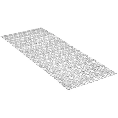Afbeelding van TATAY Badmatten antislip PVC met zuignappen, antislip, bestand tegen schimmel en microben, antibacterieel, visdesign, wit. Afmetingen 97 x 36 cm