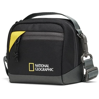 Afbeelding van NATIONAL GEOGRAPHIC Hoesje voor compactcamera&#039;s, actiecamera&#039;s, 360 camera&#039;s, kleine accessoires, geïntegreerde riemlus, afneembare riem, ultralicht, NG E1 2350, zwart, Amazon Exclusive