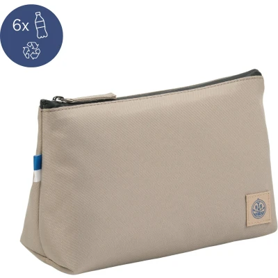 Afbeelding van The BlueWave Collective Re.6 Cycle Make Up Tasje van Gerecycled Plastic Toilettas heren en dames Toilet Tas Waterdicht Duurzaam Grijs
