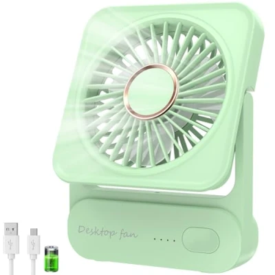Afbeelding van USB Ventilator, Mini Ventilator 3 Snelheden, Draagbare Fan met 2000mAh Batterij (135 Verstelbaar), Ultrastil &amp; Krachtig Trillingsvrij voor Kantoor/Thuis/Onderweg