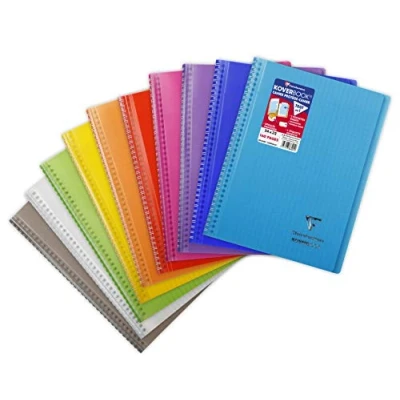 Afbeelding van Clairefontaine Koverbook 356401C spiraalblok, met omhulling deksel grote tegels 24x32 cm Willekeurige kleur.