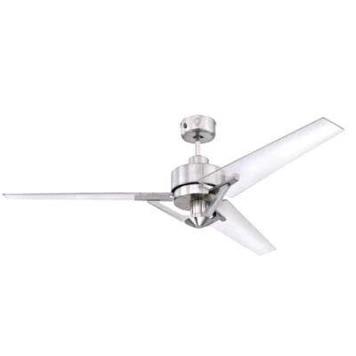 Afbeelding van 72255, Julien, moderne industriële plafondventilator van 137 cm met afstandsbediening Westinghouse Lighting, uitvoering in geborsteld nikkel