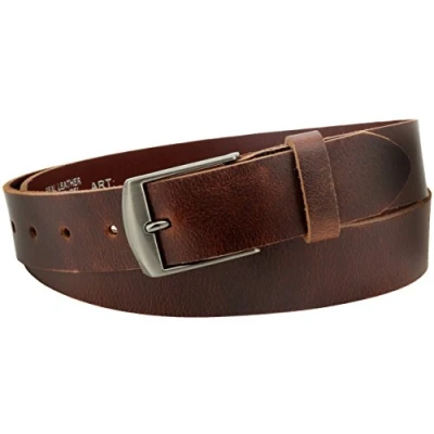 Afbeelding van Vascavi leren riem van buffelleer, Made in Germany, bruin, ca. 35 mm breed en 3 4 dik, te korten, riem, volledig jeansriem, herenriem, damesriem, 100cm totale lengte 110cm