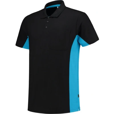 Afbeelding van Tricorp Poloshirt Workwear 202002 180gr Zwart/Turquoise Maat XL