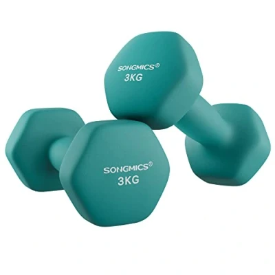 Afbeelding van SONGMICS Set van 2 halters, x 3 kg, Neopreen handgewichten, antislip grip, fitnesstrainingen, SYL906Q01