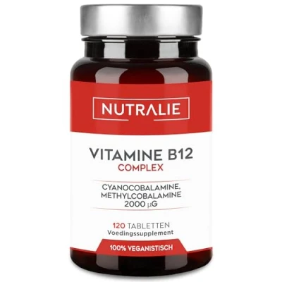 Afbeelding van Veganistische Vitamine B12 2000mcg Cyanocobalamine en Methylcobalamine Hoge Potentie Minder Vermoeidheid Rode Bloedcelvorming Vitaminen B9 B6 120 Nutralie Tabletten