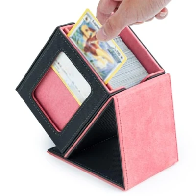 Afbeelding van Tolesum Deck Box met display voor kaarten, MTG capaciteit van 100+ Magnetic Flip de kaarten Magic Commander TCG (verticaal lichtroze)