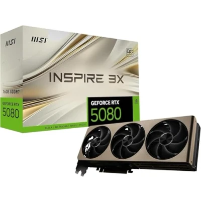 Afbeelding van MSI NVIDIA GeForce RTX 5080 16G Inspire 3x OC 256 bit GDDR7 videokaart 16GB PCIe 5.0 1x HDMI 2.1b DisplayPort 2.1a