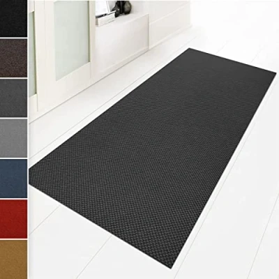 Afbeelding van Floordirekt schoonloopmat, 80 x 100 cm, antraciet, ideaal als vuilvangmat op maat, tapijt voor hal en keukentapijt, wasbaar, antislip, per meter (Hong Kong)