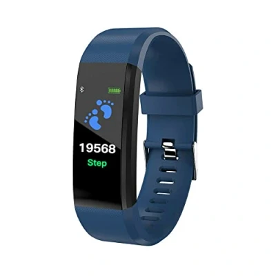 Afbeelding van Smart Horloge voor Mannen Vrouwen, Fitness Tracker Bloeddruk Hartslag Bluetooth Polsband, IP67 Waterdicht Stap Calorie Teller Stappenteller Gezondheid (Blauw)