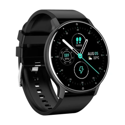 Afbeelding van Parya Official Dark Black Smartwatch Heren &amp; Dames HD Full Touchscreen Horloge Stappenteller Bloeddrukmeter Saturatiemeter IOS Android