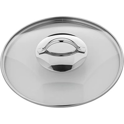Afbeelding van WMF Pannendeksel 24 cm, glazen deksel met ronde metalen handgreep, voor potten en pannen, hittebestendig glas, vaatwasmachinebestendig