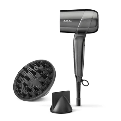 Afbeelding van BaByliss Titanium Shine Föhn D6200DE Compacte en Krachtige Haardroger met Diffuser Lichtgewicht Digitale Motor Ionische functie voor Minder Pluizig Haar 3 Temperaturen Snelheden