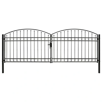 Afbeelding van Poort met gebogen bovenkant dubbel 400x125 cm staal zwart