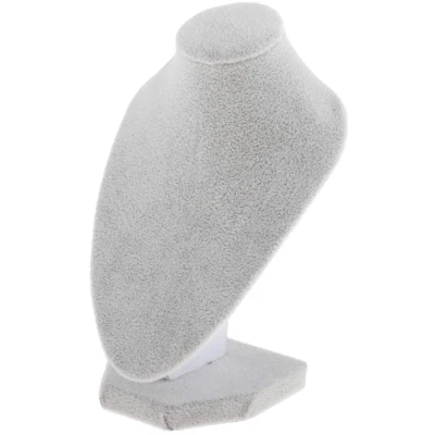 Afbeelding van perfk Hoogwaardige sieradenstandaard, mannequin sieraden buste sieradenhouder voor kettingen hangers etc., wit, fluwelen oppervlak