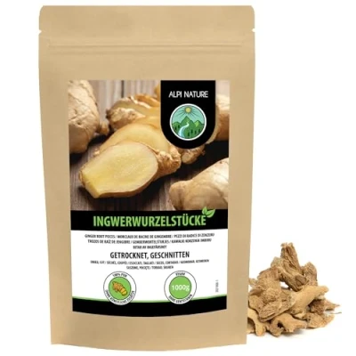 Afbeelding van Alpi Nature Geladen gemberwortel (1 kg) gemberthee gemberstukken gescrollerd 100% natuurlijk gember zonder additieven