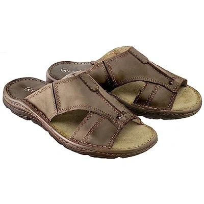 Afbeelding van ESTRO Sandalen Heren Leren Zomer met Antislip Gom Zolen s1 (43 EU, Beige)