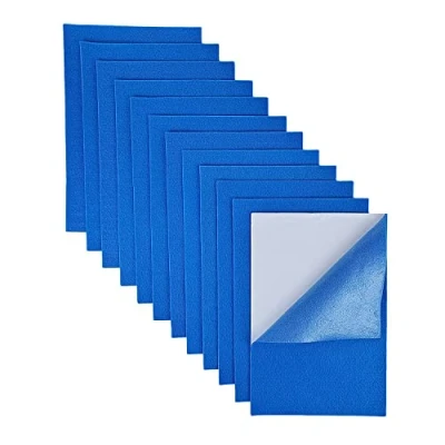 Afbeelding van Zelfklevende viltvellen, 12 stuks verschillende kleuren, knutselvilt, 20 x 30 cm, hobby vilt voor het naaien van knutselwerken (blauw)