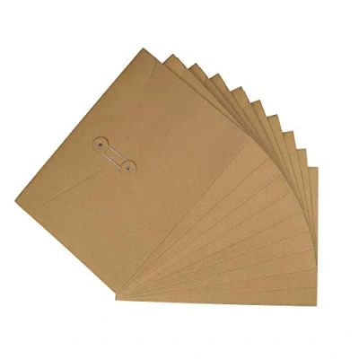 Afbeelding van Documententas A4 map kraftpapier mappen 10 verdikte enveloppen organisatie met externe knoopsluiting ontwerp voor kantoor, school en thuis, 33 x 23 cm