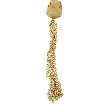 Afbeelding van Behave lange goudkleurige ketting met beige kralen en hanger