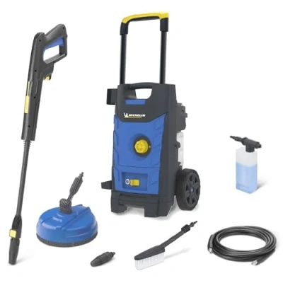 Afbeelding van Michelin MPX19ELP Hogedrukreiniger, koud water, voor buiten, huis en auto&#039;s, met oppervlaktereiniger vaste borstel, max. druk 140 bar, debiet 460 l/u, stroomverbruik 1900 W