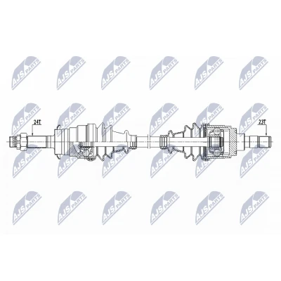 Afbeelding van NTY NPW DA 001 Aandrijfas Vooras rechts 56, 847mm Zonder ABS sensorring DAIHATSU: Terios I (J1) 1.3 4WD 1997 2005