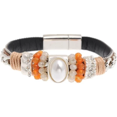 Afbeelding van Behave Armband met kraaltjes, steentjes en parel