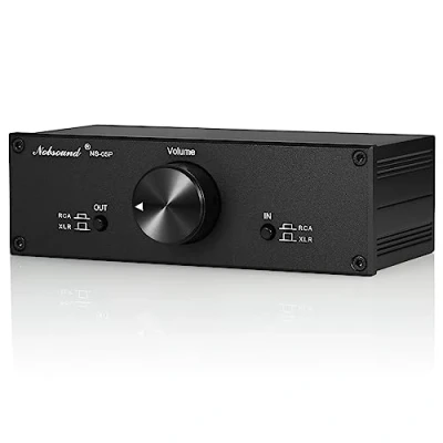 Afbeelding van Nobsound Mini volledig gebalanceerd/single end passieve preamp; Hi Fi pre versterker; XLR/RCA volumeregelaar voor actieve monitor luidsprekers (zwart)