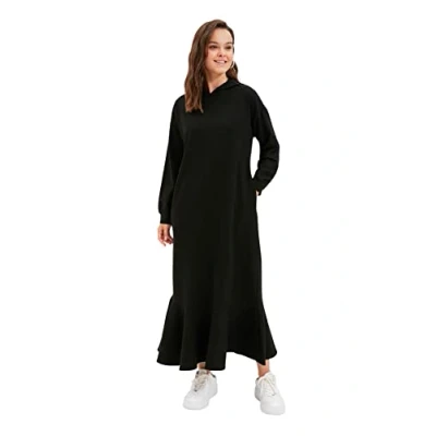 Afbeelding van Trendyol Dames Design Maxi A lijn Regular Gebreide Jurk, Zwart, M