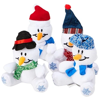 Afbeelding van Zachte pluche sneeuwpop Mini Bean Pals Perfecte kousvuller voor kinderen (pak van 4)