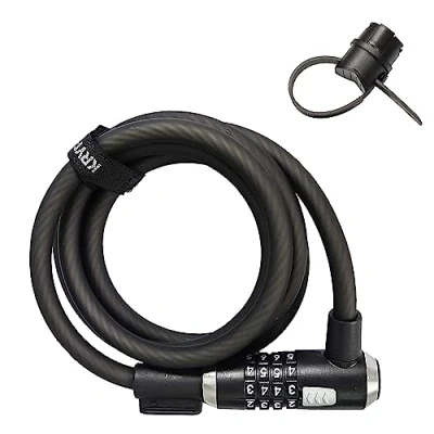 Afbeelding van Kryptonite Kryptoflex 1218 Cijferslot Kabelslot Spiraalkabel met Combinatieslot Veelzijdig Slot 180 cm Staal Zwart