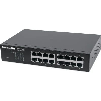 Afbeelding van Intellinet 16 Port Gigabit Ethernet Switch Desktop 19&quot; Rackmount zwart 561068