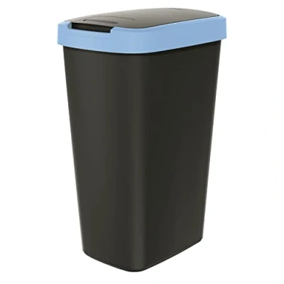 Afbeelding van Prosperplast Prullenbak / Afvalbak 45L Zwart met blauw frame