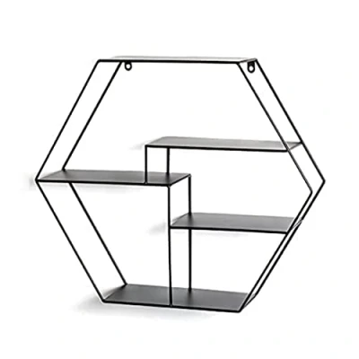 Afbeelding van HAKU Möbel Wandplank zwart, metaal Maat: B 61 cm x H 54 D 16 cm, Stijl: Modern