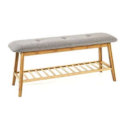 Afbeelding van HAKU Möbel Schoenenbank, bamboe, bamboegrijs, B 100 x D 30 H 44 cm
