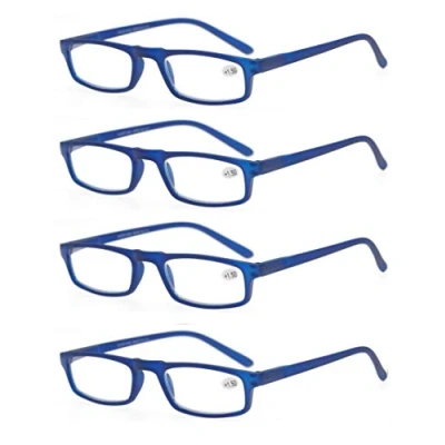 Afbeelding van 4 stuks leesbril, 1,5 stuks, voor heren/dames, goede bril, hoogwaardig, comfortabel, rechthoekig, super leeshulp, mannen en vrouwen (4 blauw)