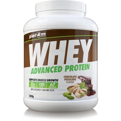 Afbeelding van Per4m Advanced Whey Protein Chocolate Pistachio Proteine poeder Eiwit Shake Eiwitpoeder 2.01kg Eiwitshakes Fitness Krachttraining Gym