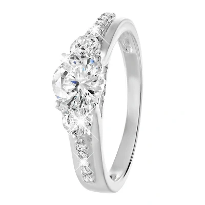 Afbeelding van Lucardi 925 Silver 5 Small AND 3 Large Zirconia Stones Ring silvercoloured, Dames, Maat: 55, coloured