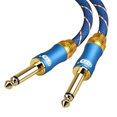 Afbeelding van EMK Mono 6,35 mm 1/4 inch audiokabel instrument gitaarkabel nylon gevlochten jack mannelijk naar koord TS kabel voor elektrische basluidspreker versterker (1m)