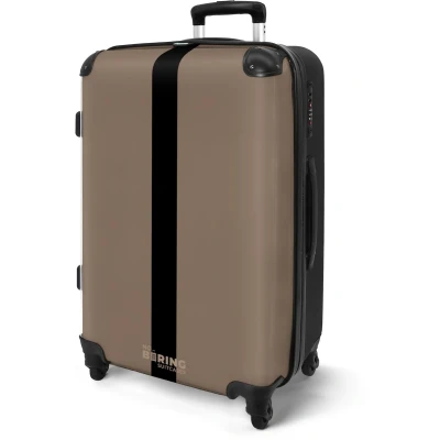 Afbeelding van NoBoringSuitcases.com® Koffer groot Rolkoffer lichtgewicht Licht bruin met zwarte streep Reiskoffer 4 wielen Grote trolley XL 20 kg bagage