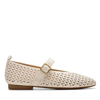 Afbeelding van Clarks Dames Fawna Jane Ballet Flat, Crème Leer, 6,5 UK, 40 EU