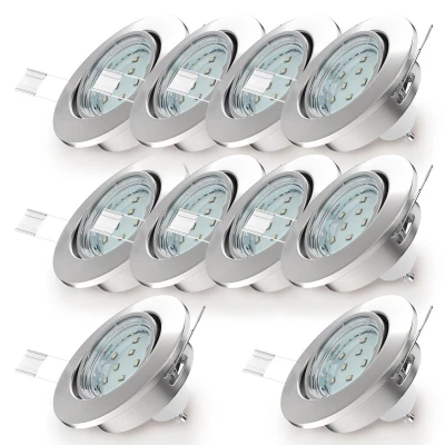 Afbeelding van B.K.Licht Inbouwspots LED 10 stuks ronde vor binnen met GU10 kantelbaar spotjes inbouw IP23 Ø8.6cm 3.000K 250Lm 3W nikkel