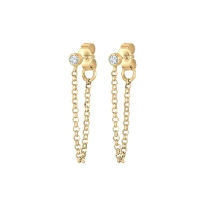 Afbeelding van Elli Double Chain Oorbellen goldcoloured, Dames, Maat: One Size, Gold coloured