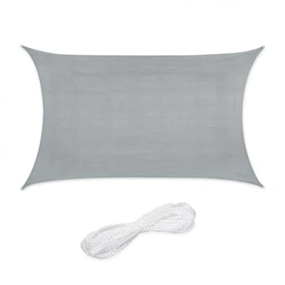 Afbeelding van Relaxdays schaduwdoek rechthoekig HDPE zonnedoek concaaf verschillende groottes lichtgrijs, 2 x 3 m