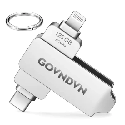 Afbeelding van GOVNDVN Apple MFi gecertificeerde Geheugenstick 128 GB USB stick voor iPhone, Foto opslagstick flashdrives, Flashdrives Lightning C iPhone/iPad/Android/PC (128 GB)
